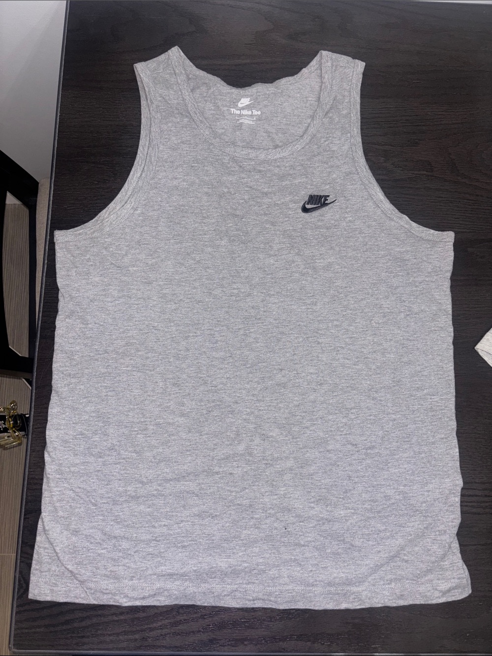 Nike Men’s Light Gray Tank Top with Black Swoosh